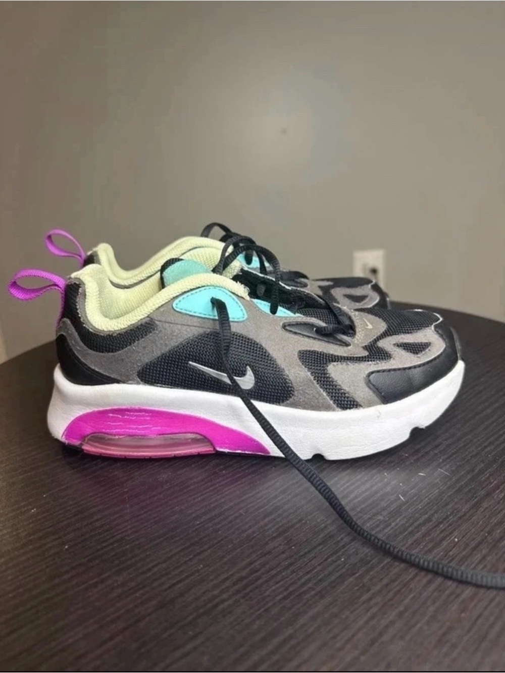 Nike Kids Sneaker in Black with Pink & Teal Accents